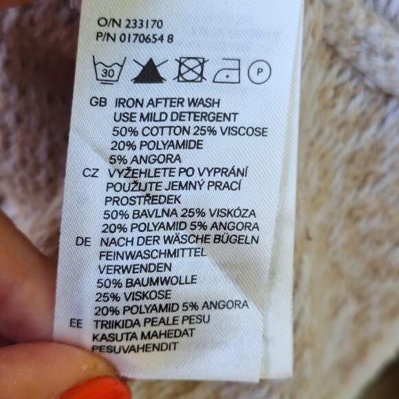 L.O.G.G. H&M Women's Cotton Viscose Angora Sweater Beige-Tan White Size S - Picture 4 of 14